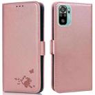 For Xiaomi Redmi Note 10 4G / 10s Embossed Cat Butterflies Pattern Horizontal Flip Leather Case with Card Slot & Holder & Wallet(Pink) - 1