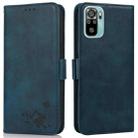 For Xiaomi Redmi Note 10 4G / 10s Embossed Cat Butterflies Pattern Horizontal Flip Leather Case with Card Slot & Holder & Wallet(Blue) - 1