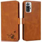 For Xiaomi Redmi Note 10 Pro Max Embossed Cat Butterflies Pattern Horizontal Flip Leather Case with Card Slot & Holder & Wallet(Orange) - 1