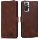 For Xiaomi Redmi Note 10 Pro Max Embossed Cat Butterflies Pattern Horizontal Flip Leather Case with Card Slot & Holder & Wallet(Brown) - 1