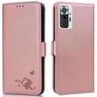 For Xiaomi Redmi Note 10 Pro Max Embossed Cat Butterflies Pattern Horizontal Flip Leather Case with Card Slot & Holder & Wallet(Pink) - 1
