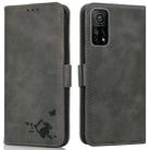 For Xiaomi Mi 10T 5G / 10T Pro 5G Embossed Cat Butterflies Pattern Horizontal Flip Leather Case with Card Slot & Holder & Wallet(Grey) - 1