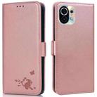 For Xiaomi Mi 11 Embossed Cat Butterflies Pattern Horizontal Flip Leather Case with Card Slot & Holder & Wallet(Pink) - 1