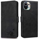 For Xiaomi Mi 11 Embossed Cat Butterflies Pattern Horizontal Flip Leather Case with Card Slot & Holder & Wallet(Black) - 1