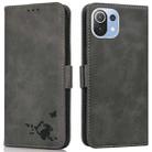 For Xiaomi Mi 11 Lite Embossed Cat Butterflies Pattern Horizontal Flip Leather Case with Card Slot & Holder & Wallet(Grey) - 1