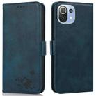 For Xiaomi Mi 11 Lite Embossed Cat Butterflies Pattern Horizontal Flip Leather Case with Card Slot & Holder & Wallet(Blue) - 1