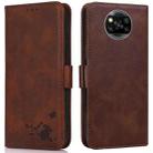 For Xiaomi Poco X3 NFC / X3 Embossed Cat Butterflies Pattern Horizontal Flip Leather Case with Card Slot & Holder & Wallet(Brown) - 1