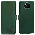 For Xiaomi Poco X3 NFC / X3 Embossed Cat Butterflies Pattern Horizontal Flip Leather Case with Card Slot & Holder & Wallet(Green) - 1