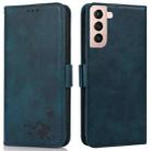 For Samsung Galaxy S21+ 5G Embossed Cat Butterflies Pattern Horizontal Flip Leather Case with Card Slot & Holder & Wallet(Blue) - 1