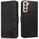 For Samsung Galaxy S21+ 5G Embossed Cat Butterflies Pattern Horizontal Flip Leather Case with Card Slot & Holder & Wallet(Black) - 1