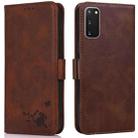 For Samsung Galaxy S20 Embossed Cat Butterflies Pattern Horizontal Flip Leather Case with Card Slot & Holder & Wallet(Brown) - 1