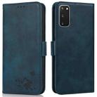 For Samsung Galaxy S20 Embossed Cat Butterflies Pattern Horizontal Flip Leather Case with Card Slot & Holder & Wallet(Blue) - 1