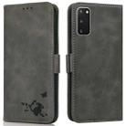For Samsung Galaxy S20+ Embossed Cat Butterflies Pattern Horizontal Flip Leather Case with Card Slot & Holder & Wallet(Grey) - 1
