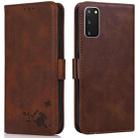 For Samsung Galaxy S20+ Embossed Cat Butterflies Pattern Horizontal Flip Leather Case with Card Slot & Holder & Wallet(Brown) - 1