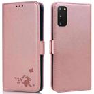 For Samsung Galaxy S20+ Embossed Cat Butterflies Pattern Horizontal Flip Leather Case with Card Slot & Holder & Wallet(Pink) - 1