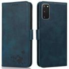 For Samsung Galaxy S20+ Embossed Cat Butterflies Pattern Horizontal Flip Leather Case with Card Slot & Holder & Wallet(Blue) - 1