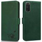 For Samsung Galaxy S20+ Embossed Cat Butterflies Pattern Horizontal Flip Leather Case with Card Slot & Holder & Wallet(Green) - 1