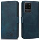 For Samsung Galaxy S20 Ultra Embossed Cat Butterflies Pattern Horizontal Flip Leather Case with Card Slot & Holder & Wallet(Blue) - 1