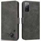 For Samsung Galaxy S20 FE Embossed Cat Butterflies Pattern Horizontal Flip Leather Case with Card Slot & Holder & Wallet(Grey) - 1