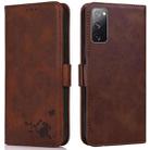 For Samsung Galaxy S20 FE Embossed Cat Butterflies Pattern Horizontal Flip Leather Case with Card Slot & Holder & Wallet(Brown) - 1