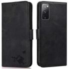 For Samsung Galaxy S20 FE Embossed Cat Butterflies Pattern Horizontal Flip Leather Case with Card Slot & Holder & Wallet(Black) - 1