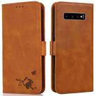 For Samsung Galaxy S10+ Embossed Cat Butterflies Pattern Horizontal Flip Leather Case with Card Slot & Holder & Wallet(Orange) - 1