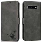 For Samsung Galaxy S10+ Embossed Cat Butterflies Pattern Horizontal Flip Leather Case with Card Slot & Holder & Wallet(Grey) - 1