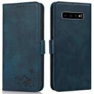 For Samsung Galaxy S10+ Embossed Cat Butterflies Pattern Horizontal Flip Leather Case with Card Slot & Holder & Wallet(Blue) - 1