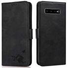 For Samsung Galaxy S10+ Embossed Cat Butterflies Pattern Horizontal Flip Leather Case with Card Slot & Holder & Wallet(Black) - 1