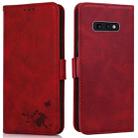 For Samsung Galaxy S10e Embossed Cat Butterflies Pattern Horizontal Flip Leather Case with Card Slot & Holder & Wallet(Red) - 1