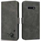 For Samsung Galaxy S10e Embossed Cat Butterflies Pattern Horizontal Flip Leather Case with Card Slot & Holder & Wallet(Grey) - 1