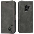 For Samsung Galaxy S9 Embossed Cat Butterflies Pattern Horizontal Flip Leather Case with Card Slot & Holder & Wallet(Grey) - 1