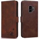 For Samsung Galaxy S9 Embossed Cat Butterflies Pattern Horizontal Flip Leather Case with Card Slot & Holder & Wallet(Brown) - 1