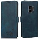 For Samsung Galaxy S9 Embossed Cat Butterflies Pattern Horizontal Flip Leather Case with Card Slot & Holder & Wallet(Blue) - 1