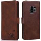 For Samsung Galaxy S9+ Embossed Cat Butterflies Pattern Horizontal Flip Leather Case with Card Slot & Holder & Wallet(Brown) - 1