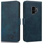 For Samsung Galaxy S9+ Embossed Cat Butterflies Pattern Horizontal Flip Leather Case with Card Slot & Holder & Wallet(Blue) - 1