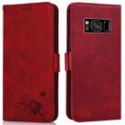 For Samsung Galaxy S8 Embossed Cat Butterflies Pattern Horizontal Flip Leather Case with Card Slot & Holder & Wallet(Red) - 1
