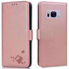 For Samsung Galaxy S8+ Embossed Cat Butterflies Pattern Horizontal Flip Leather Case with Card Slot & Holder & Wallet(Pink) - 1
