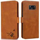 For Samsung Galaxy S7 Embossed Cat Butterflies Pattern Horizontal Flip Leather Case with Card Slot & Holder & Wallet(Orange) - 1