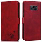 For Samsung Galaxy S7 edge Embossed Cat Butterflies Pattern Horizontal Flip Leather Case with Card Slot & Holder & Wallet(Red) - 1