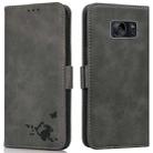 For Samsung Galaxy S7 edge Embossed Cat Butterflies Pattern Horizontal Flip Leather Case with Card Slot & Holder & Wallet(Grey) - 1