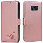 For Samsung Galaxy S7 edge Embossed Cat Butterflies Pattern Horizontal Flip Leather Case with Card Slot & Holder & Wallet(Pink) - 1