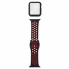 Silicone Watch Band + Protective Case with Screen Protector Set For Apple Watch Series 3 & 2 & 1 38mm(Black Red) - 1