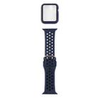 Silicone Watch Band + Protective Case with Screen Protector Set For Apple Watch Series 3 & 2 & 1 38mm(Blue Black) - 1