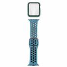 Silicone Watch Band + Protective Case with Screen Protector Set For Apple Watch Series 3 & 2 & 1 38mm(Cyan Black) - 1
