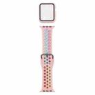 Silicone Watch Band + Protective Case with Screen Protector Set For Apple Watch Series 3 & 2 & 1 38mm(Pink Colorful) - 1