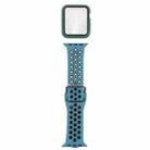 Silicone Watch Band + Protective Case with Screen Protector Set For Apple Watch Series 6 & SE & 5 & 4 40mm(Cyan Black) - 1