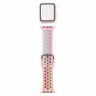 Silicone Watch Band + Protective Case with Screen Protector Set For Apple Watch Series 6 & SE & 5 & 4 40mm(Pink Colorful) - 1