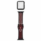 Silicone Watch Band + Protective Case with Screen Protector Set For Apple Watch Series 6 & SE & 5 & 4 44mm(Black Red) - 1