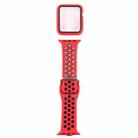Silicone Watch Band + Protective Case with Screen Protector Set For Apple Watch Series 6 & SE & 5 & 4 44mm(Red Black) - 1